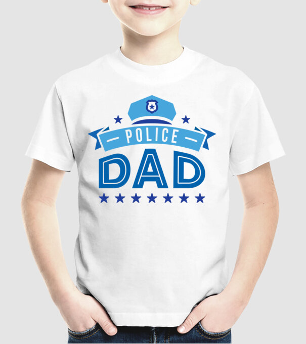 Tată Polițist model alb pe tricou