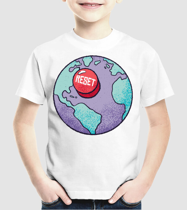 Reset Pământ model alb pe tricou