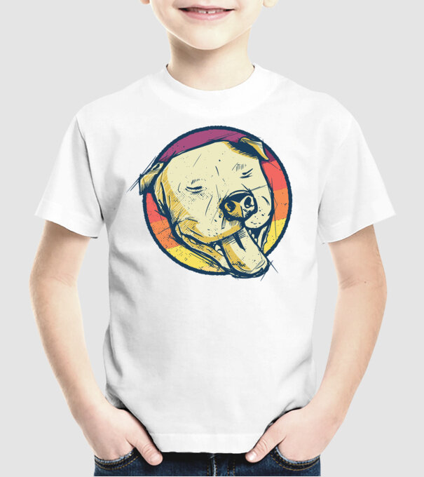 Cap Pitbull retro model alb pe tricou