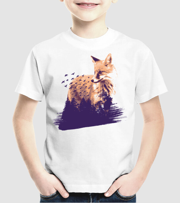 Vulpe Pădure model alb pe tricou