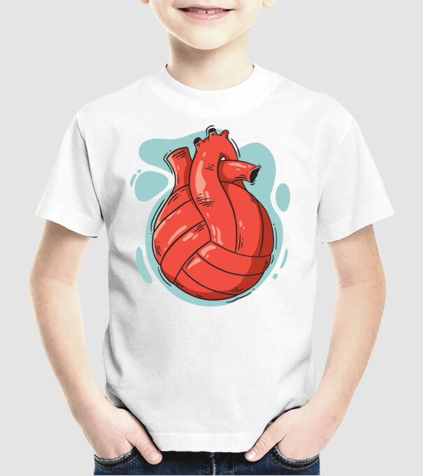Inimă volei model alb pe tricou