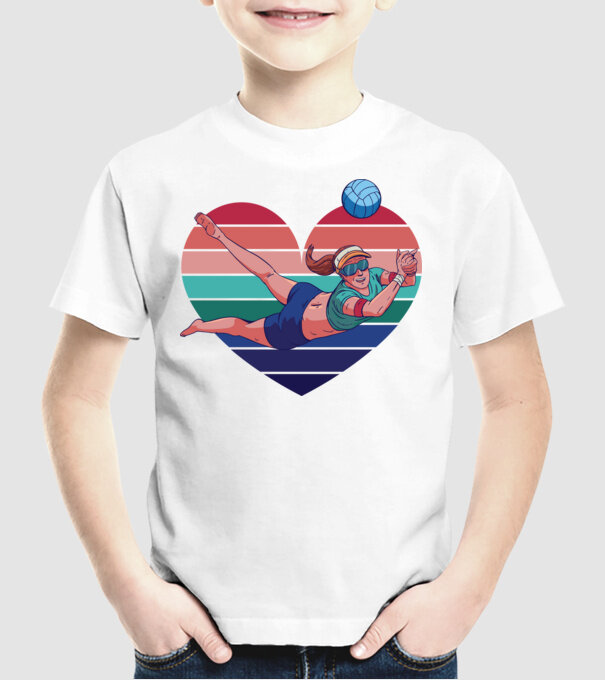 voleibalist retro model alb pe tricou