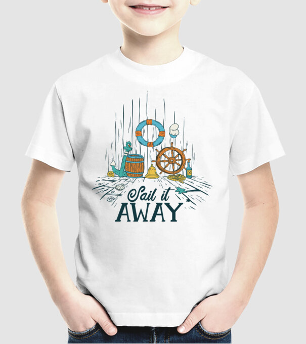Sail it away model alb pe tricou