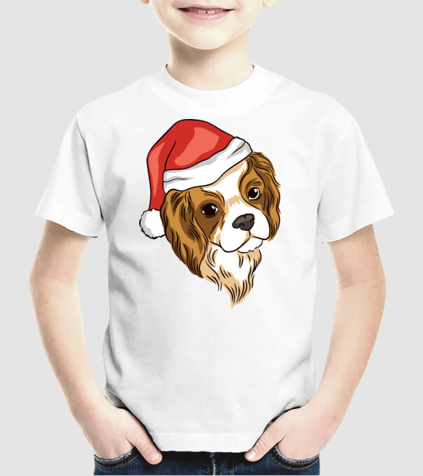 Santa Cocker Spaniel model alb pe tricou