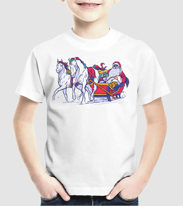 Santa Unicorn Moș Crăciun model alb pe tricou