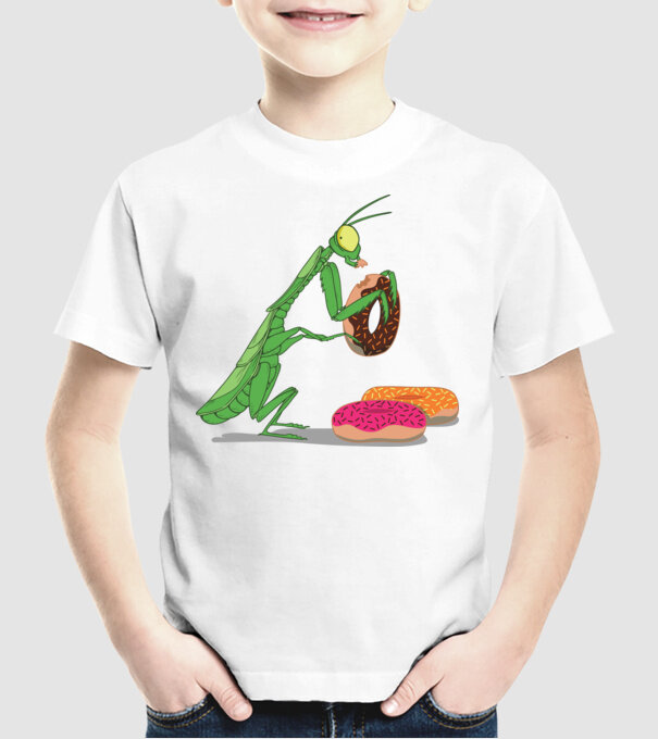 Lăcustă cu gogoașă model alb pe tricou