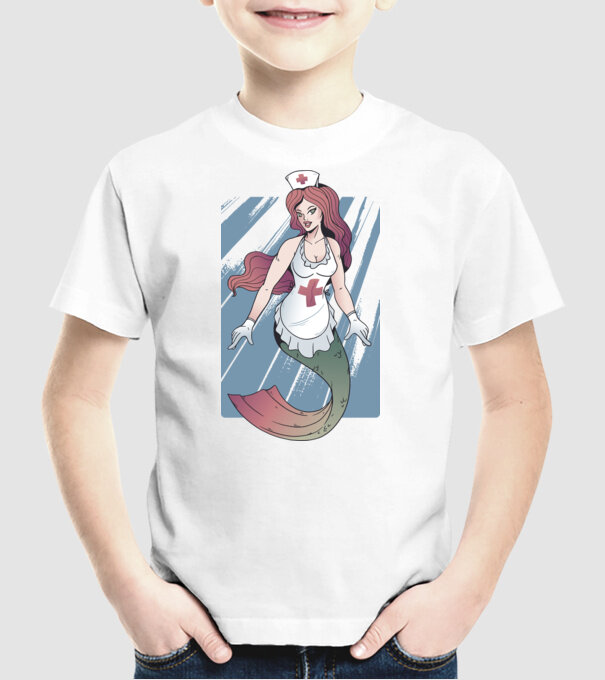 Infirmieră sirenă model alb pe tricou