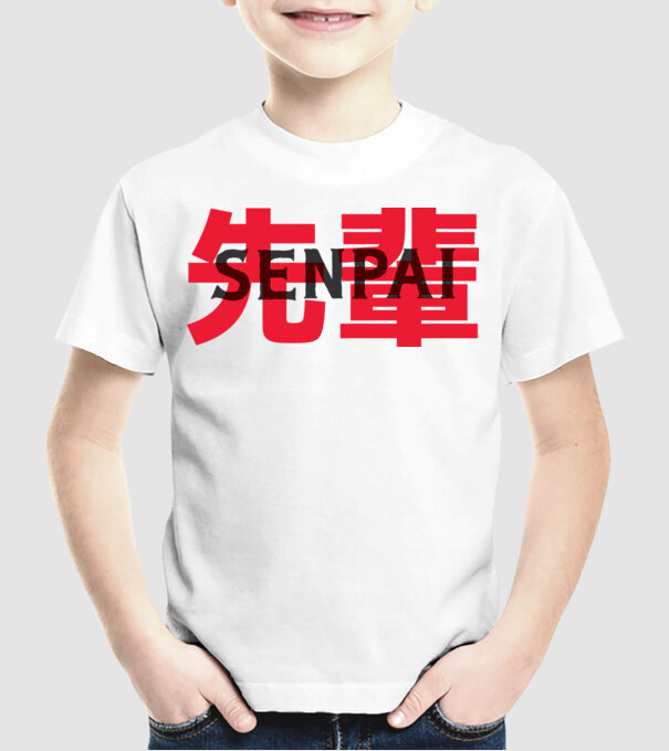 Senpai model alb pe tricou