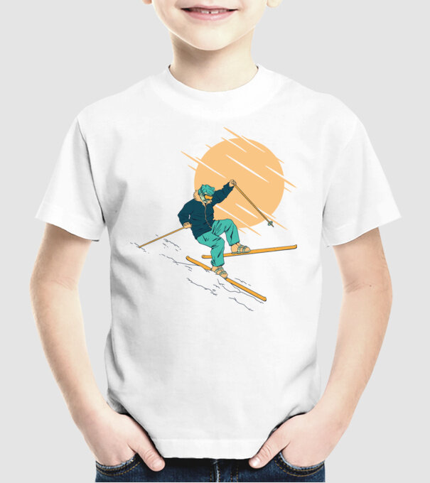 Căzătură schior model alb pe tricou