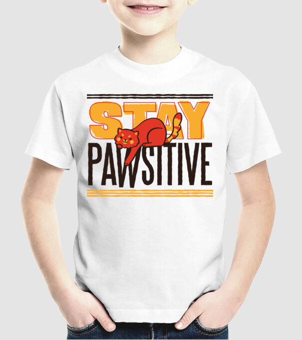Stay Pawsitive model alb pe tricou