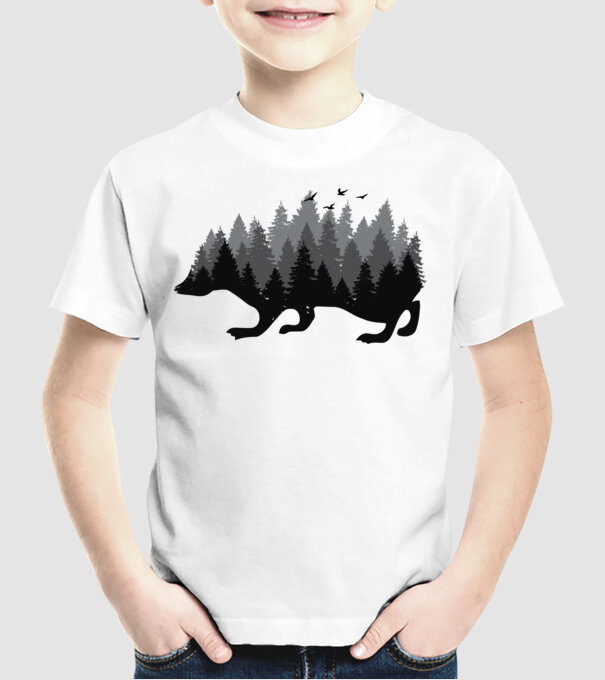 Siluetă Arici model alb pe tricou