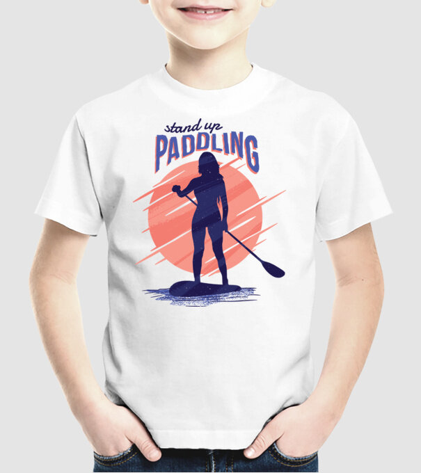 Tricou SUP Stand Up Paddle model alb pe tricou