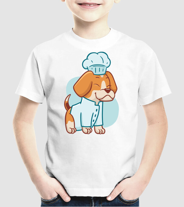 Beagle bucătar model alb pe tricou