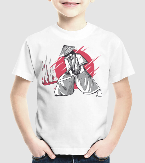 Sabie de samurai model alb pe tricou