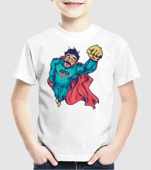 Super Tata model alb pe tricou