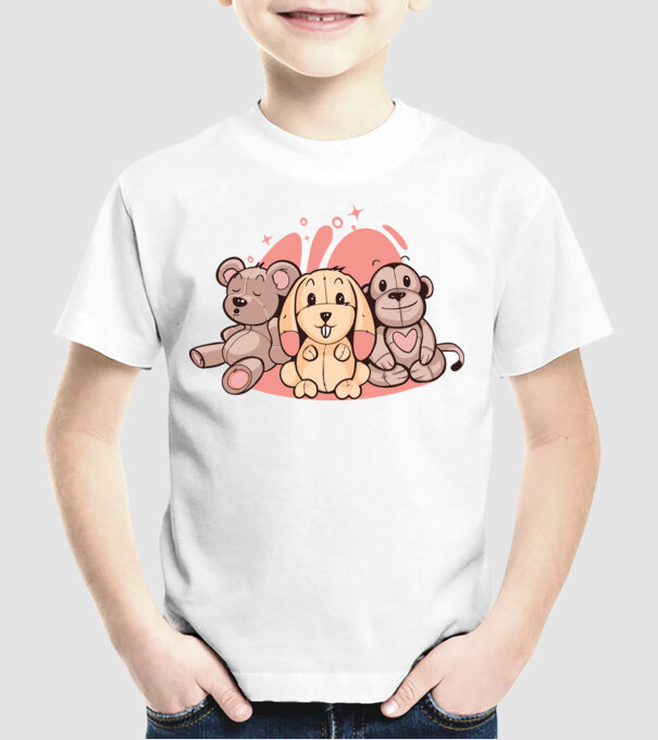 Animale Teddy model alb pe tricou
