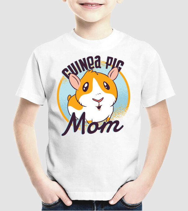 Mamă Porcușor de Guineea model alb pe tricou