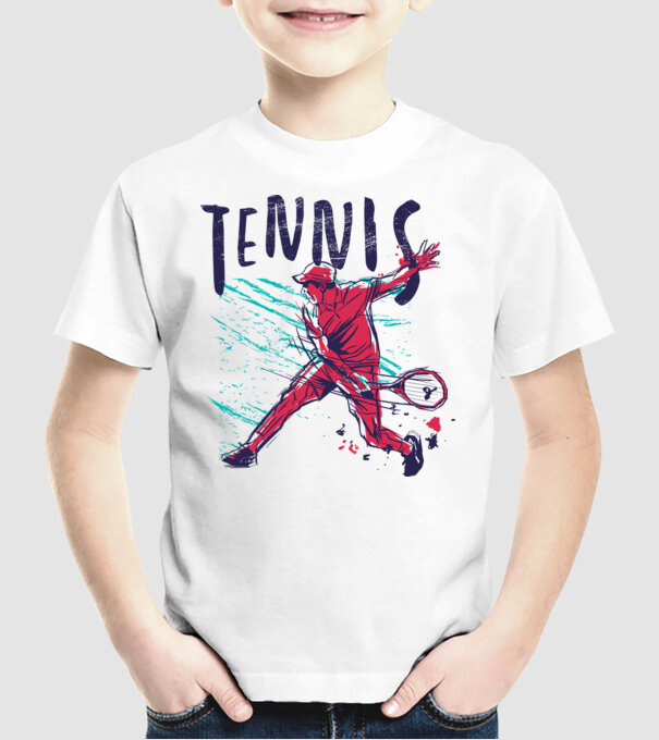 Tennis model alb pe tricou