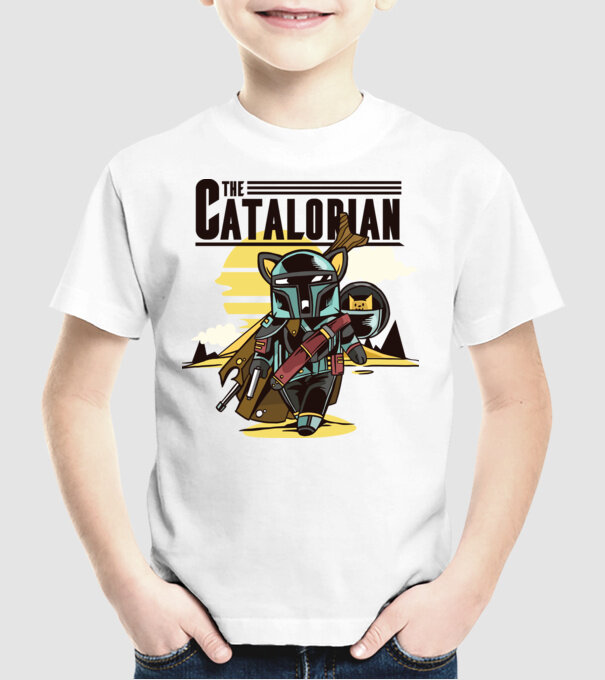 The Catalorian model alb pe tricou
