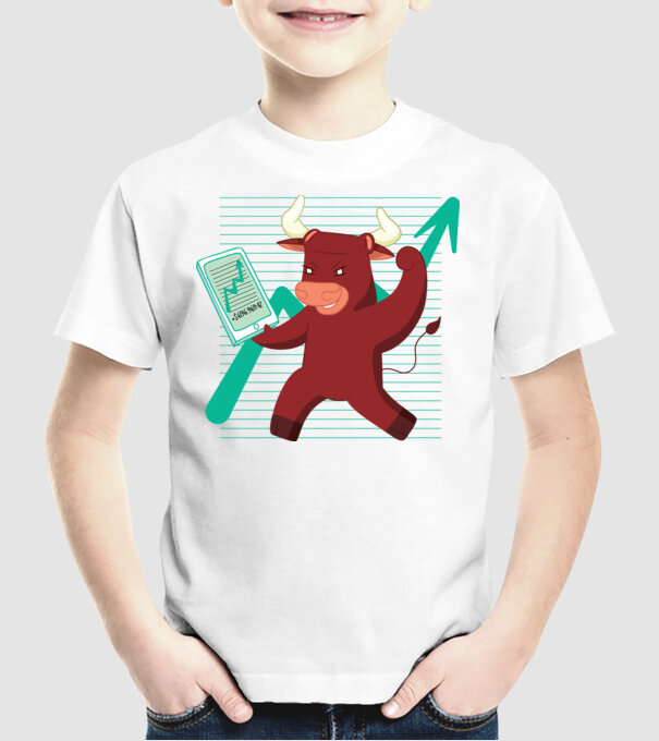 Taur Bursa de valori model alb pe tricou