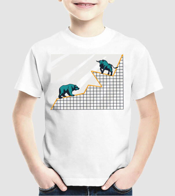 Bursa de Valori Taur vs Urs model alb pe tricou