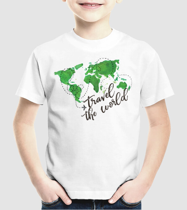 Travel the world model alb pe tricou