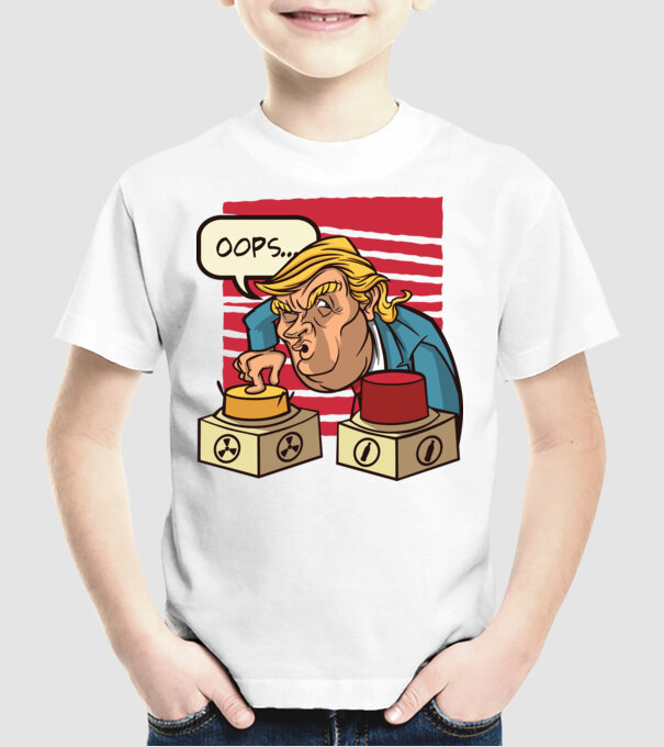 Trump Bombă nucleară model alb pe tricou