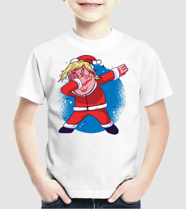 Trump Moș Crăciun dans DAB model alb pe tricou