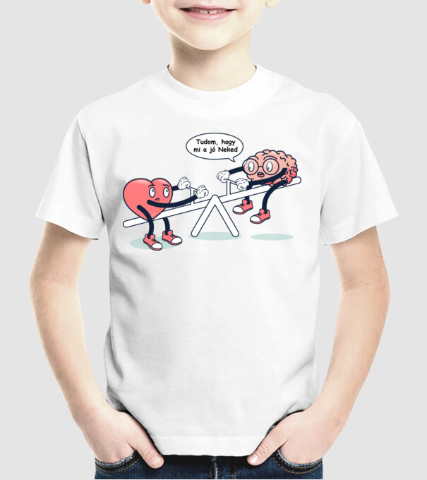 Știu ce este bine pentru tine - Creier vs Inimă model alb pe tricou