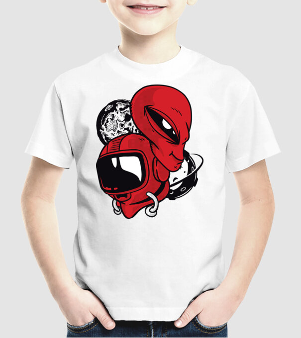 OZN Astronaut model alb pe tricou