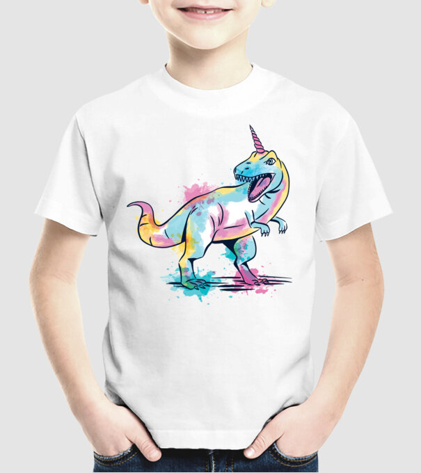 Unicornsaurus - Dinozaur Unicorn model alb pe tricou