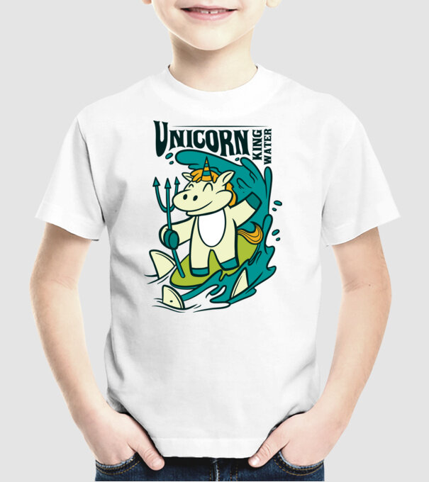 Unicorn regele apelor model alb pe tricou