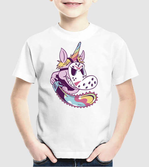 Unicorn Mască Jason Halloween model alb pe tricou
