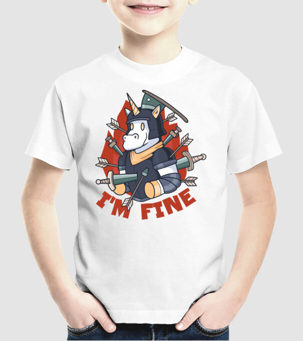 Cavaler Unicorn model alb pe tricou