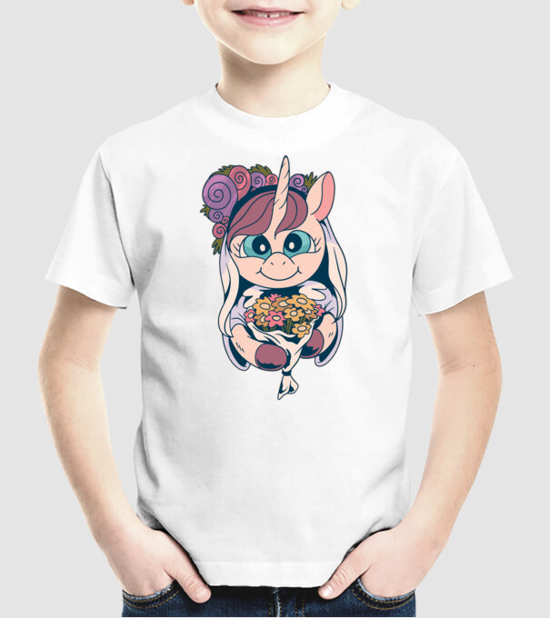 Unicorn Mireasă model alb pe tricou