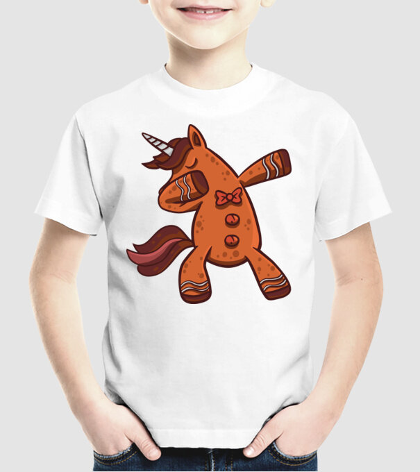 Unicorn turtă dulce DAB model alb pe tricou