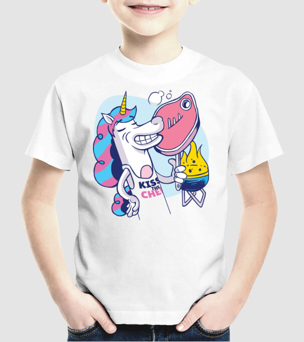 Unicorn Steak BBQ model alb pe tricou