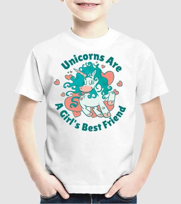 Unicornii sunt cei mai buni prieteni ai fetelor model alb pe tricou