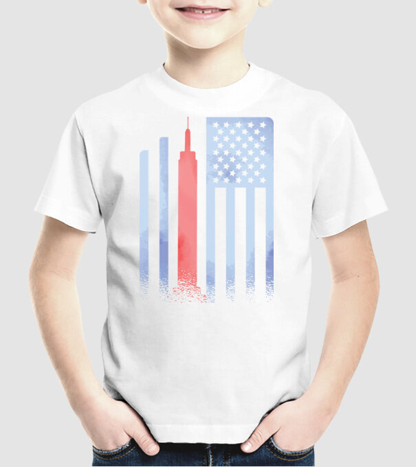 Usa Empire State Building model alb pe tricou