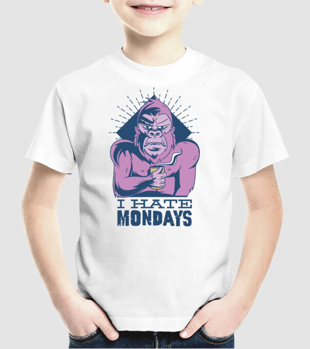 Urăsc zilele de luni model alb pe tricou