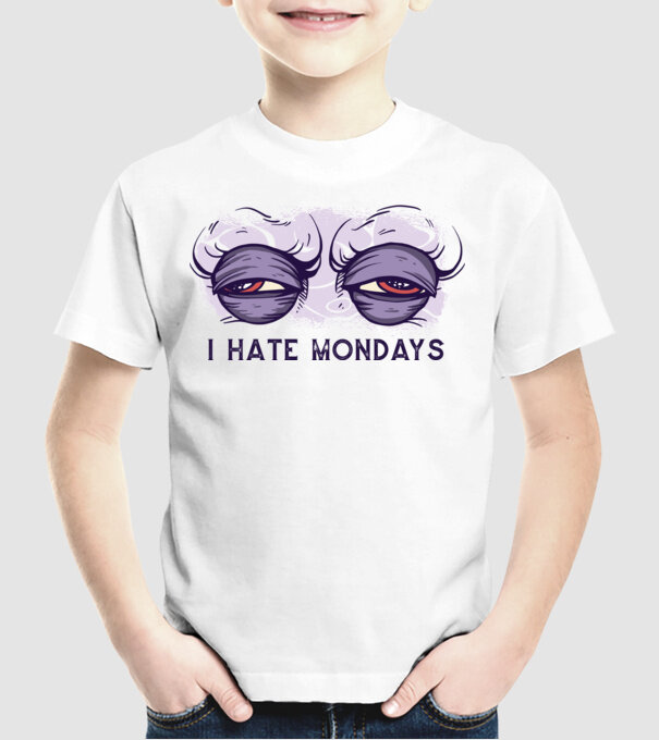 Urăsc zilele de luni model alb pe tricou