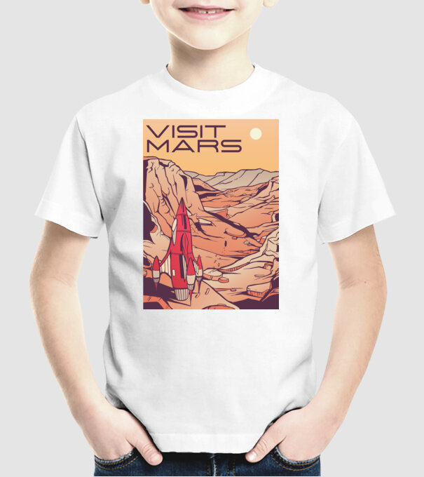 Călătorie pe Marte afiș model alb pe tricou