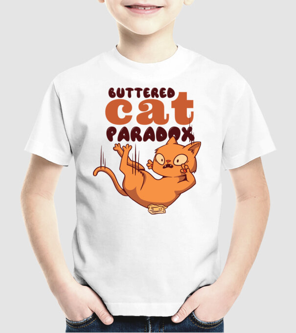 Paradox pisică cu unt model alb pe tricou