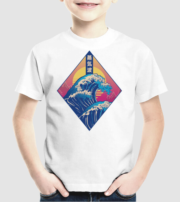 Vaporwave Val model alb pe tricou