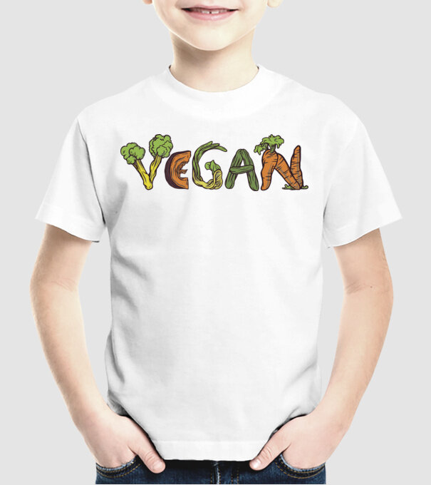 Inscripție legume vegan model alb pe tricou
