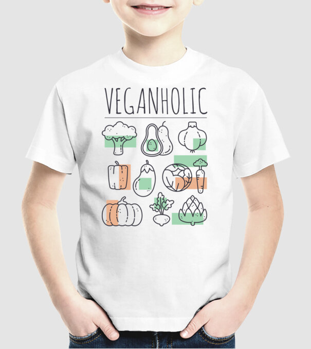 Veganholic model alb pe tricou