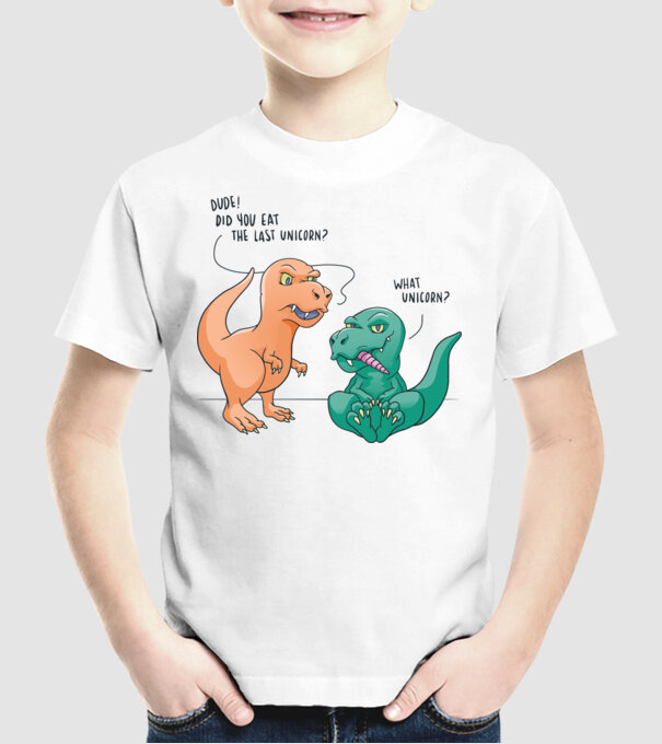 Tricou cu Dinozaur amuzant model alb pe tricou