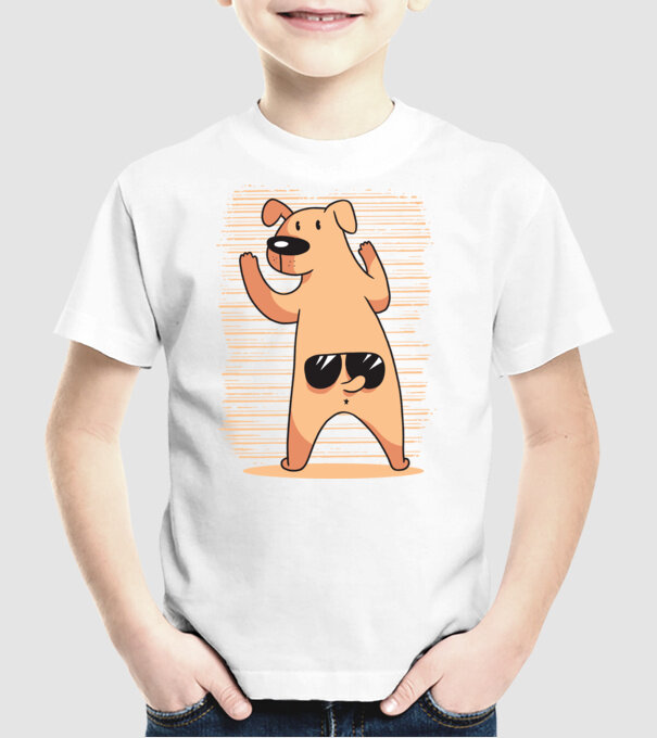 Tricou cu Câine amuzant model alb pe tricou