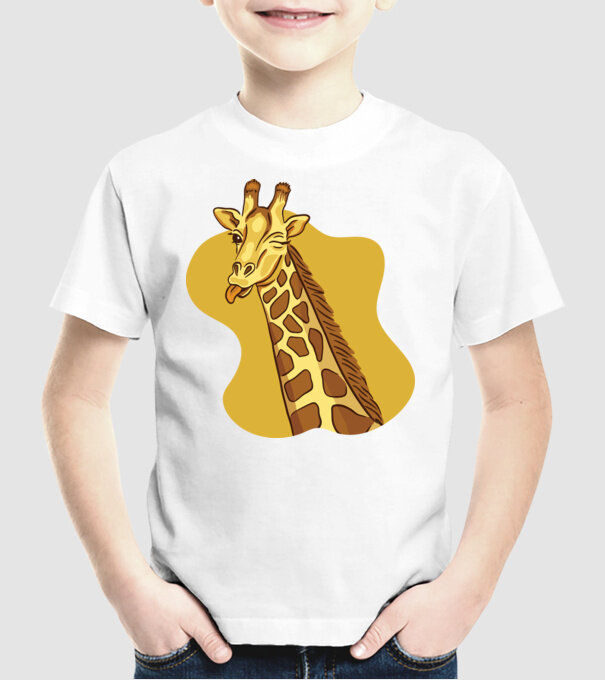 Girafă amuzantă model alb pe tricou
