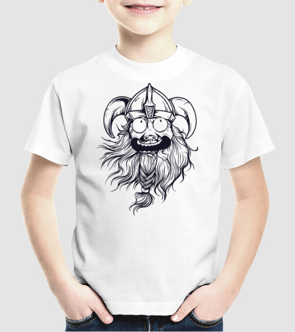 Viking model alb pe tricou